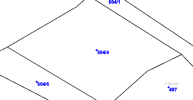 Parcela st. 504/4 v KÚ Těchonín, Katastrální mapa