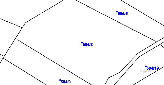 Parcela st. 504/8 v KÚ Těchonín, Katastrální mapa
