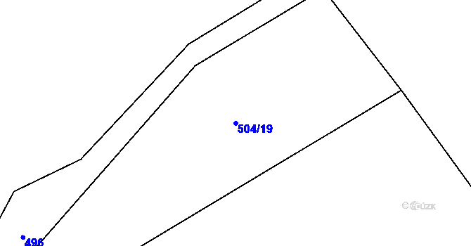 Parcela st. 504/19 v KÚ Těchonín, Katastrální mapa