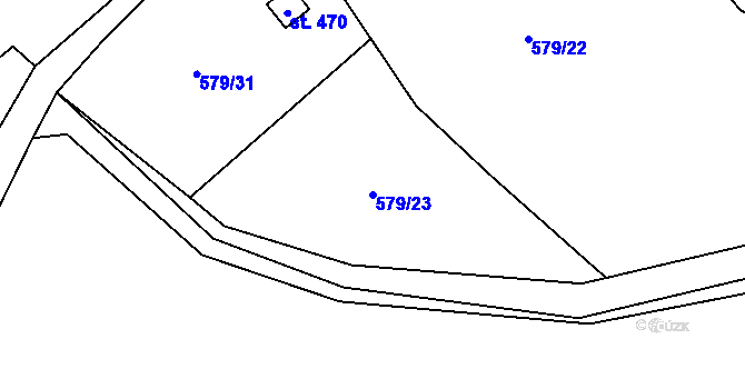 Parcela st. 579/23 v KÚ Těchonín, Katastrální mapa