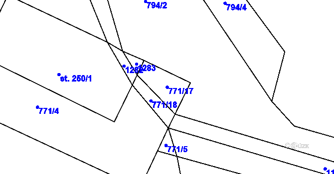 Parcela st. 771/17 v KÚ Těchonín, Katastrální mapa