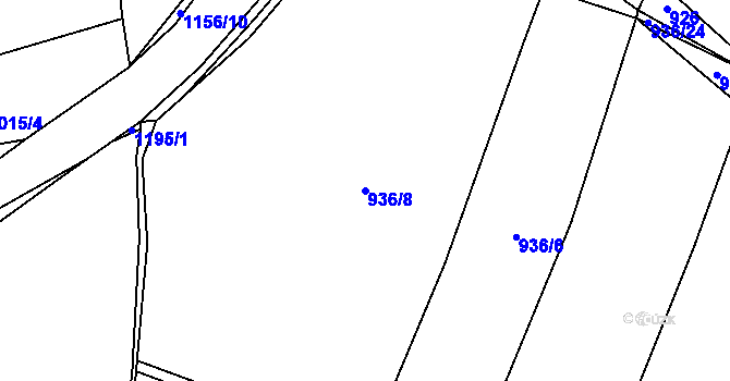 Parcela st. 936/8 v KÚ Těchonín, Katastrální mapa