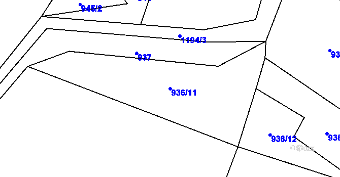 Parcela st. 936/11 v KÚ Těchonín, Katastrální mapa