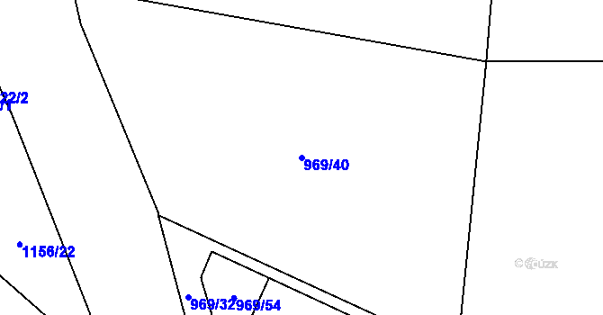 Parcela st. 969/40 v KÚ Těchonín, Katastrální mapa
