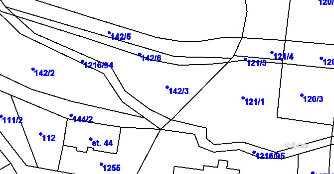 Parcela st. 142/3 v KÚ Těchonín, Katastrální mapa