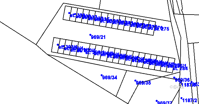 Parcela st. 296/1 v KÚ Těchonín, Katastrální mapa