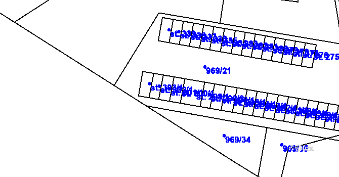 Parcela st. 301/1 v KÚ Těchonín, Katastrální mapa