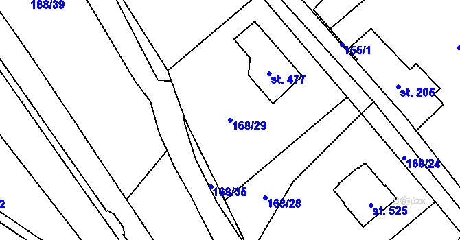 Parcela st. 168/29 v KÚ Těchonín, Katastrální mapa