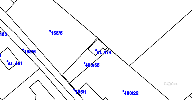 Parcela st. 474 v KÚ Těchonín, Katastrální mapa