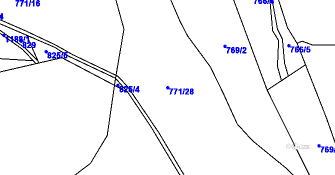 Parcela st. 771/28 v KÚ Těchonín, Katastrální mapa