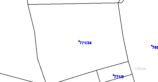 Parcela st. 771/34 v KÚ Těchonín, Katastrální mapa