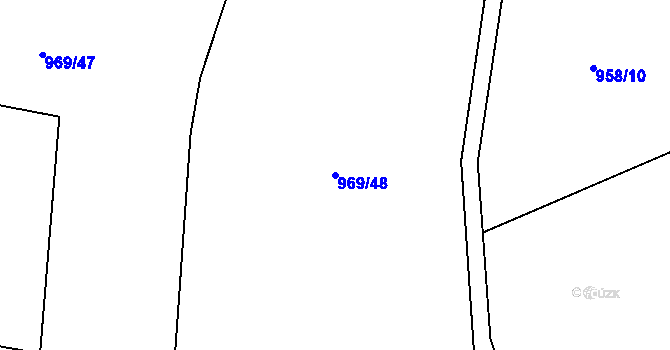 Parcela st. 969/48 v KÚ Těchonín, Katastrální mapa