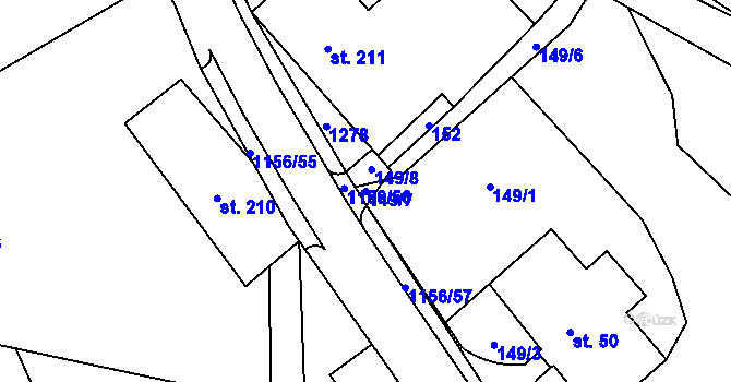 Parcela st. 149/7 v KÚ Těchonín, Katastrální mapa