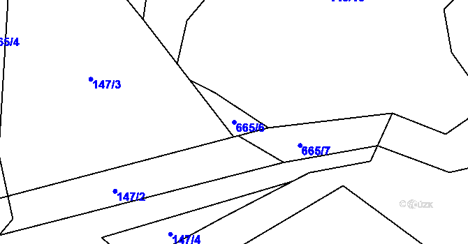 Parcela st. 665/6 v KÚ Těchoraz, Katastrální mapa