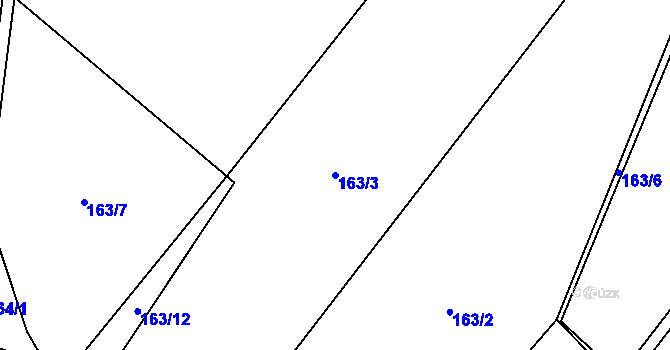 Parcela st. 163/3 v KÚ Těchoraz, Katastrální mapa