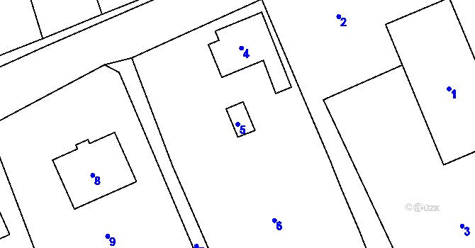 Parcela st. 5 v KÚ Těchov, Katastrální mapa