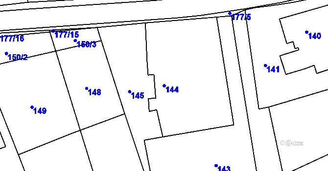 Parcela st. 144 v KÚ Těchov, Katastrální mapa