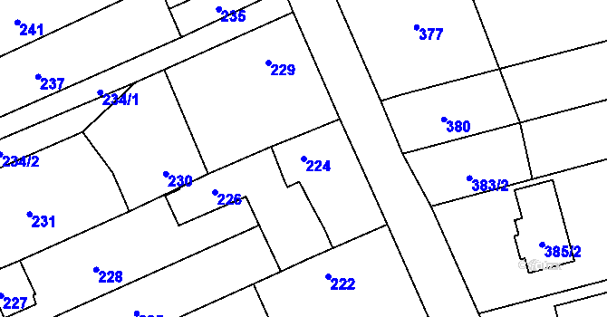 Parcela st. 224 v KÚ Těchov, Katastrální mapa