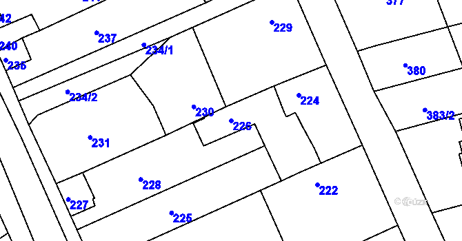 Parcela st. 226 v KÚ Těchov, Katastrální mapa