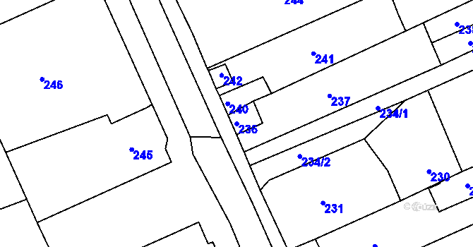 Parcela st. 236 v KÚ Těchov, Katastrální mapa