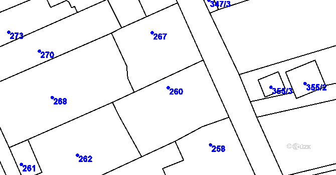 Parcela st. 260 v KÚ Těchov, Katastrální mapa