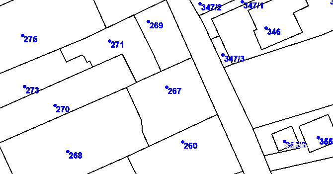 Parcela st. 267 v KÚ Těchov, Katastrální mapa