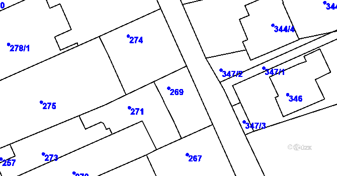 Parcela st. 269 v KÚ Těchov, Katastrální mapa