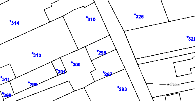 Parcela st. 296 v KÚ Těchov, Katastrální mapa