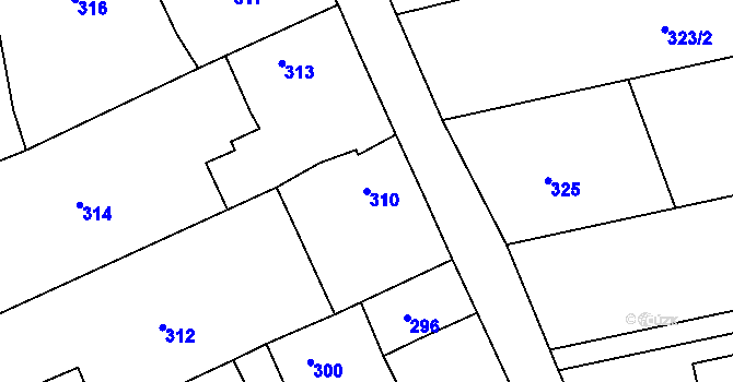Parcela st. 310 v KÚ Těchov, Katastrální mapa