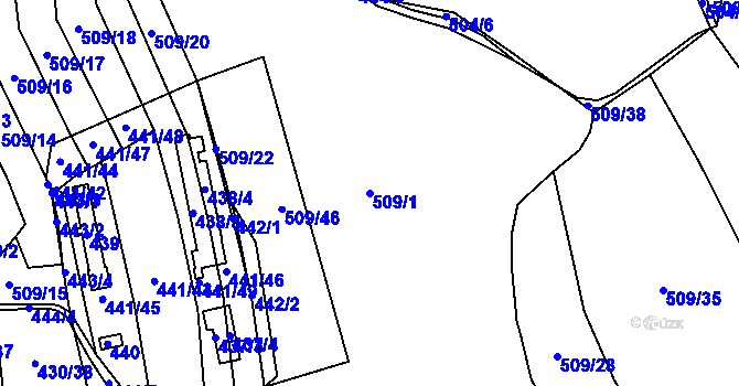 Parcela st. 509/1 v KÚ Těchov, Katastrální mapa