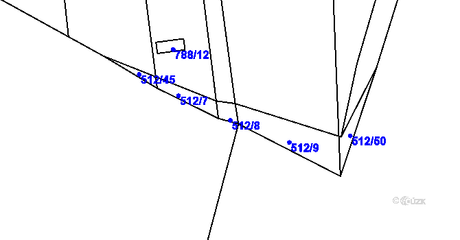 Parcela st. 512/8 v KÚ Těchov, Katastrální mapa