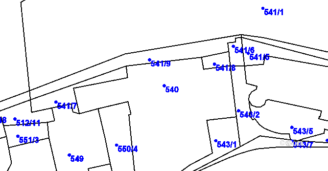 Parcela st. 540 v KÚ Těchov, Katastrální mapa