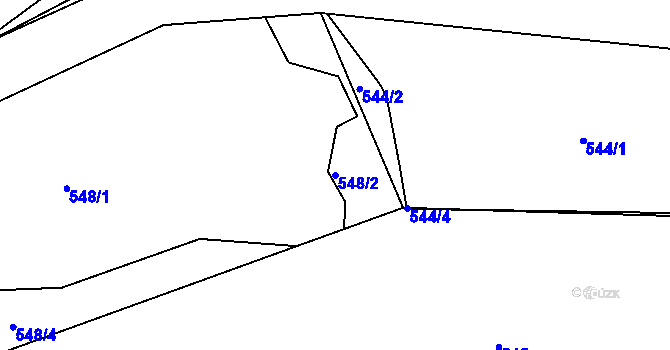 Parcela st. 548/2 v KÚ Těchov, Katastrální mapa