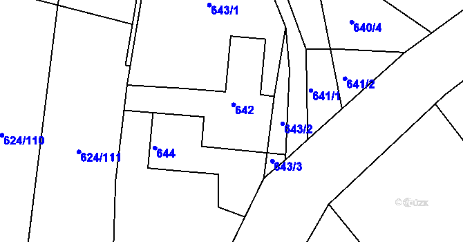Parcela st. 642 v KÚ Těchov, Katastrální mapa