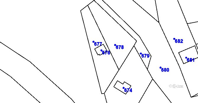 Parcela st. 676 v KÚ Těchov, Katastrální mapa