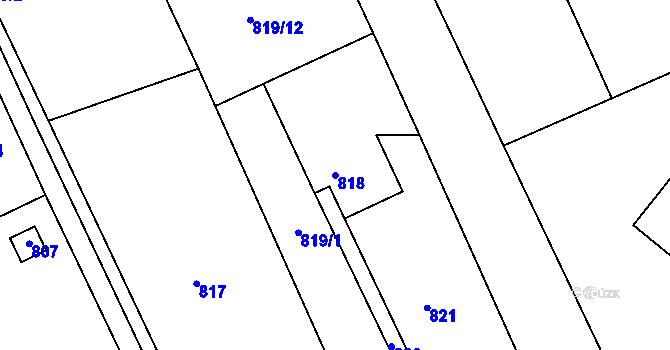 Parcela st. 818 v KÚ Těchov, Katastrální mapa