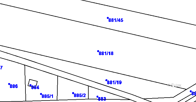 Parcela st. 881/18 v KÚ Těchov, Katastrální mapa
