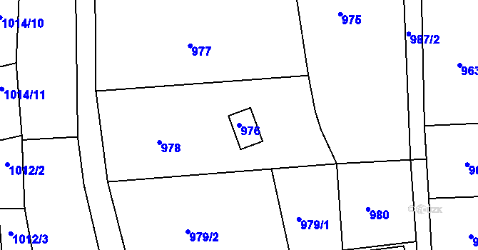 Parcela st. 976 v KÚ Těchov, Katastrální mapa