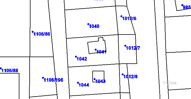 Parcela st. 1041 v KÚ Těchov, Katastrální mapa