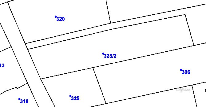 Parcela st. 323/2 v KÚ Těchov, Katastrální mapa