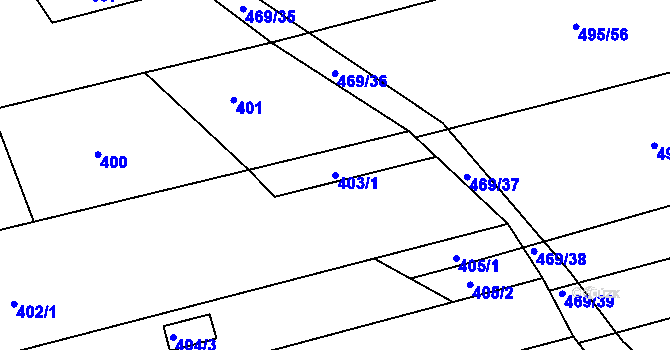 Parcela st. 403/1 v KÚ Těchov, Katastrální mapa