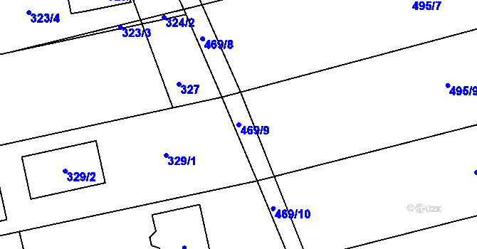 Parcela st. 469/9 v KÚ Těchov, Katastrální mapa