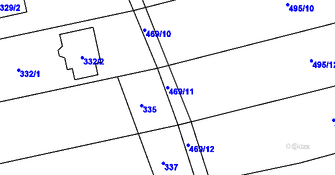 Parcela st. 469/11 v KÚ Těchov, Katastrální mapa