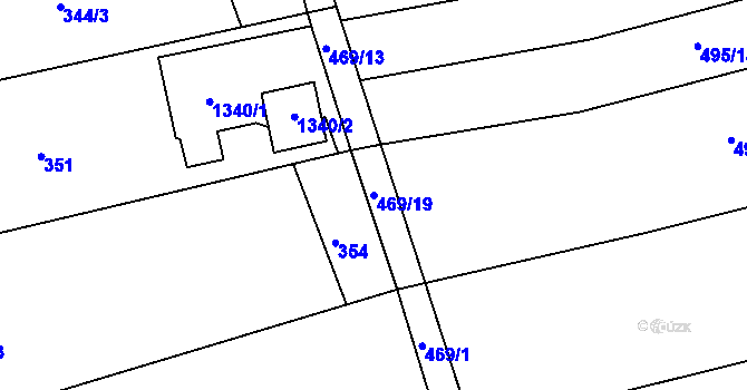 Parcela st. 469/19 v KÚ Těchov, Katastrální mapa