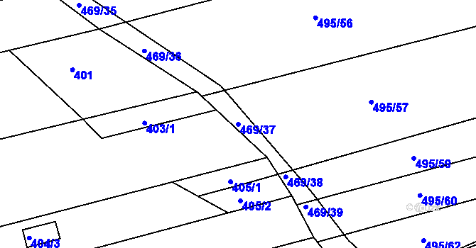 Parcela st. 469/37 v KÚ Těchov, Katastrální mapa