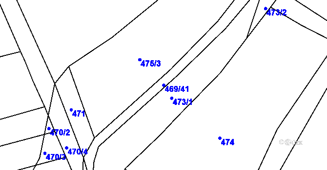 Parcela st. 469/41 v KÚ Těchov, Katastrální mapa