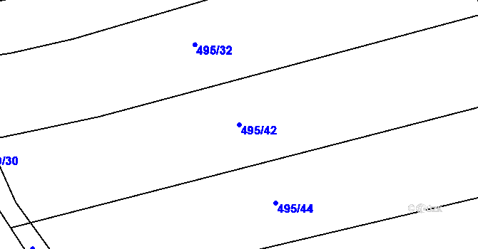 Parcela st. 495/42 v KÚ Těchov, Katastrální mapa