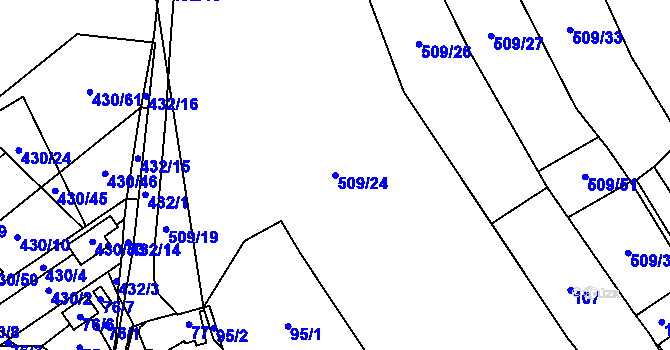 Parcela st. 509/24 v KÚ Těchov, Katastrální mapa
