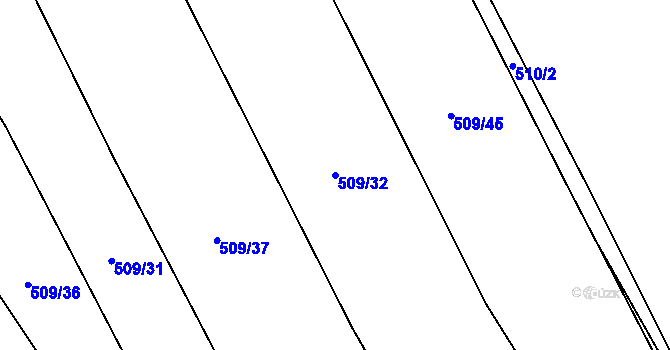 Parcela st. 509/32 v KÚ Těchov, Katastrální mapa