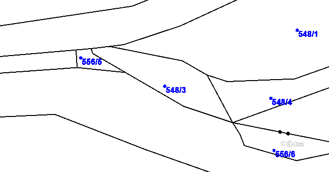 Parcela st. 548/3 v KÚ Těchov, Katastrální mapa